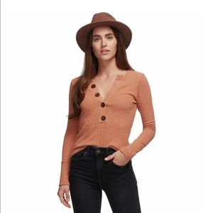 Free People long sleeve Henley in Clay Large
